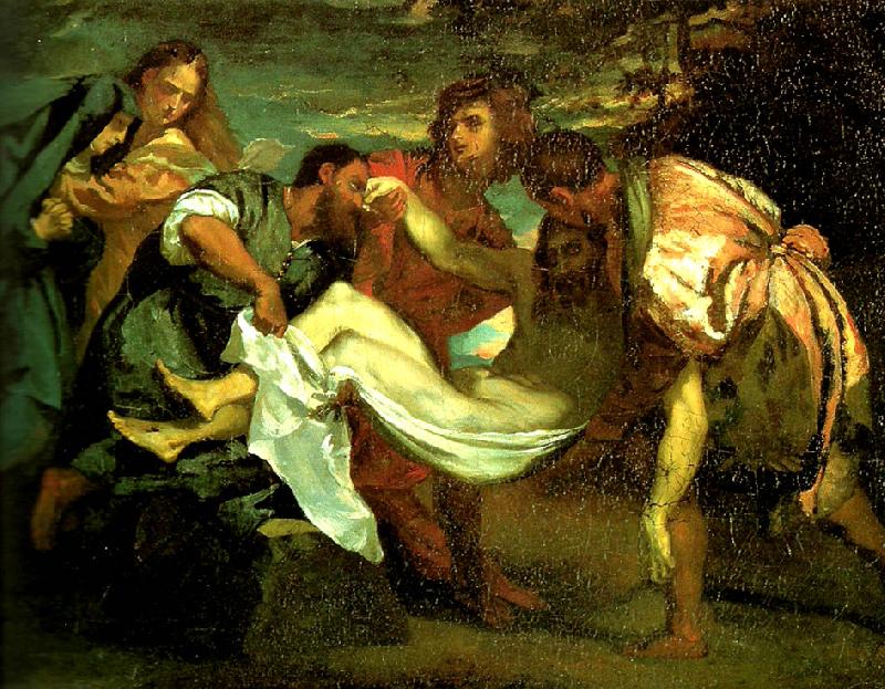 Theodore   Gericault la mise au tombeau d' apres titien oil painting image